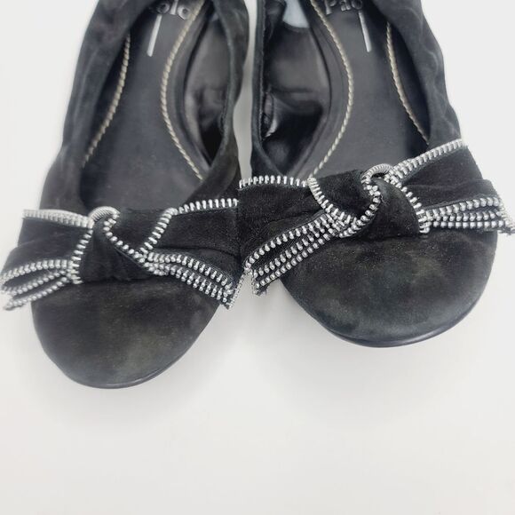 Linea Paolo Black Silver Zipper Edgy Suede Ballet Flat size 7 - Picture 2 of 14